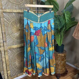 Jeanne Marc Vintage Maxi Skirt Multicolor Abstract Design Size Large 16/18